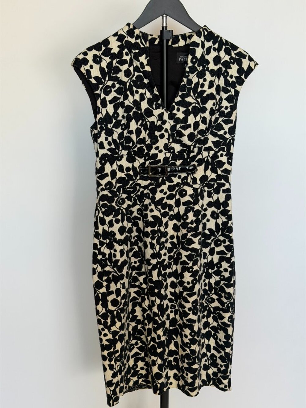 Adrianna Papell Black White Floral Sheath Dress